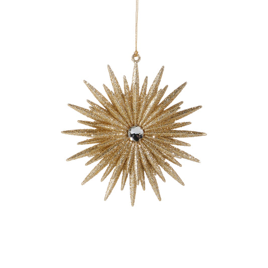 5" Champagne Glittered Starburst Ornament