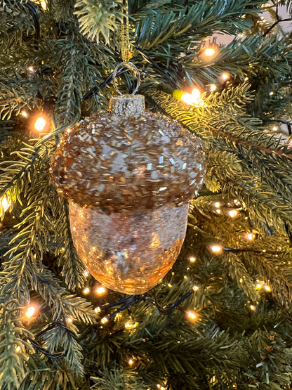 3.25" Gold Glittered Acorn Ornament