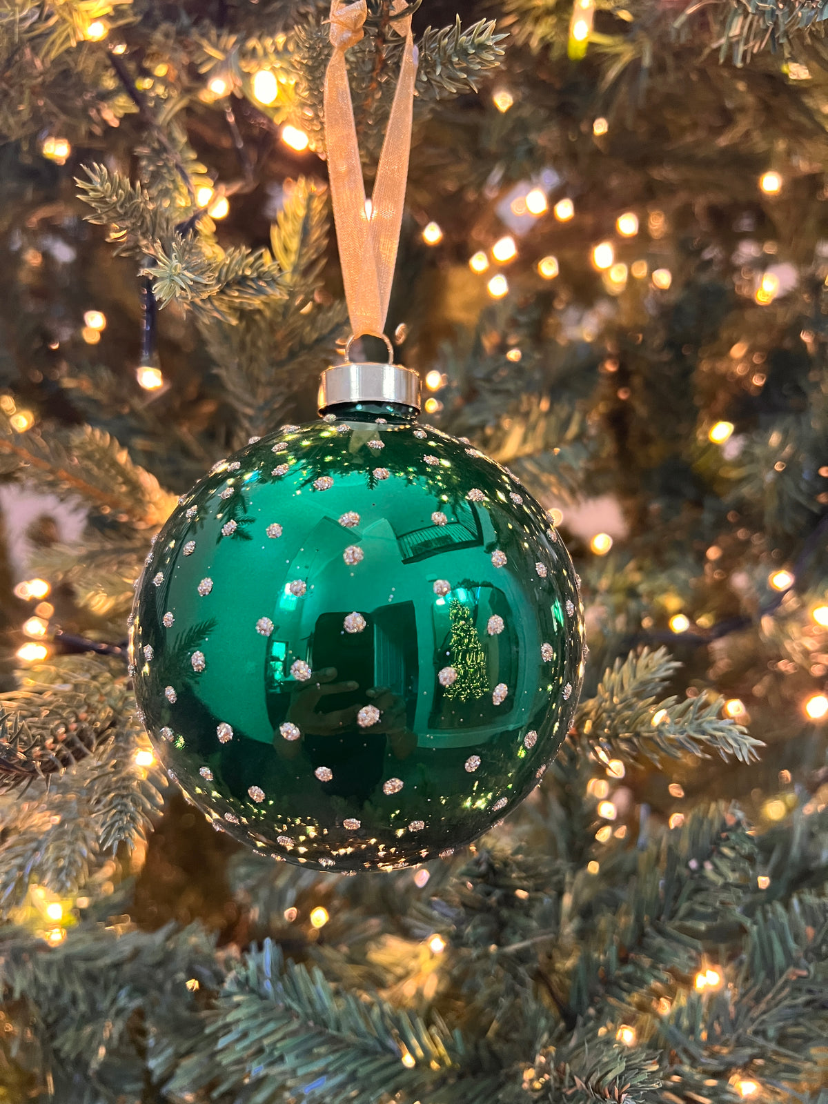 4" DIMPLED GLASS BALL ORNAMENT