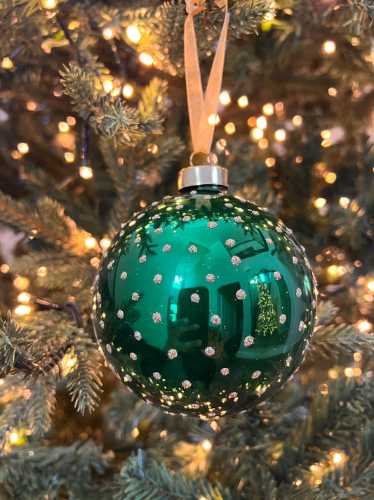 4" DIMPLED GLASS BALL ORNAMENT