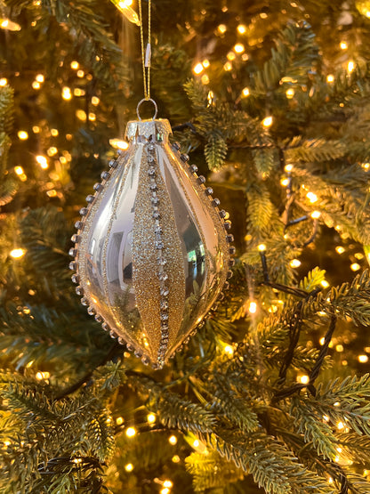 4-5.5: GLS W/DIAMOND BALL/FNL ORNAMENT( SET OF 2)