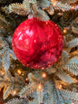 VINTAGE RED GLASS BALL ORNAMENT 5"