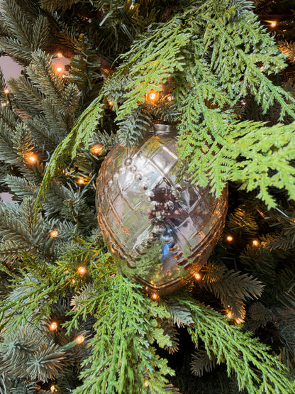 Beaded Regal Burnished Mercury Glass 5” ornament