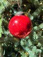 VINTAGE RED GLASS BALL ORNAMENT 3"