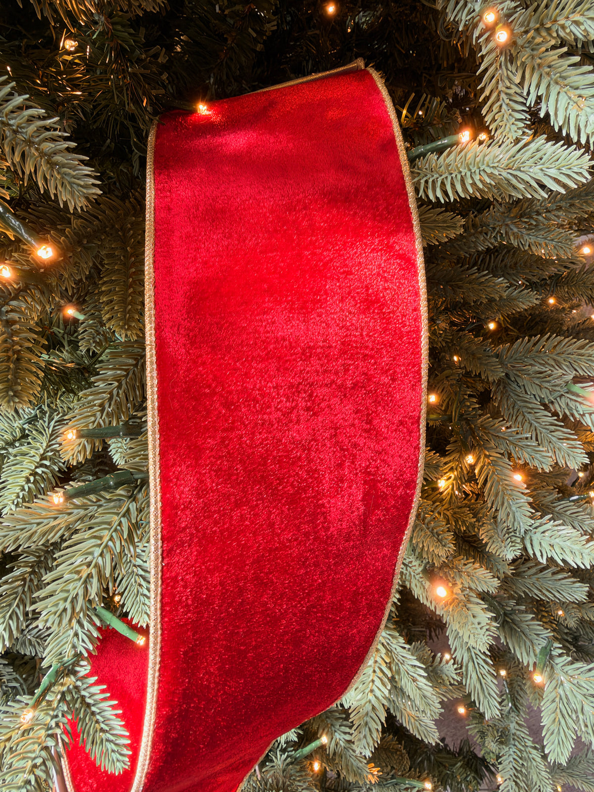 HOLIDAY RED VELVET WITH GOLD EDGE & REVERSE RIBBON 4"
