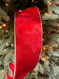 HOLIDAY RED VELVET WITH GOLD EDGE & REVERSE RIBBON 4"