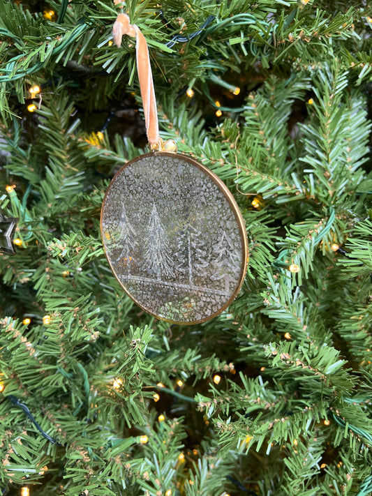 Winter scene glass ornament